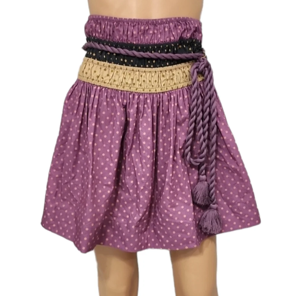 Letmebe Women's cotton skirt Fit and flare polka dot purple tan black Size Small